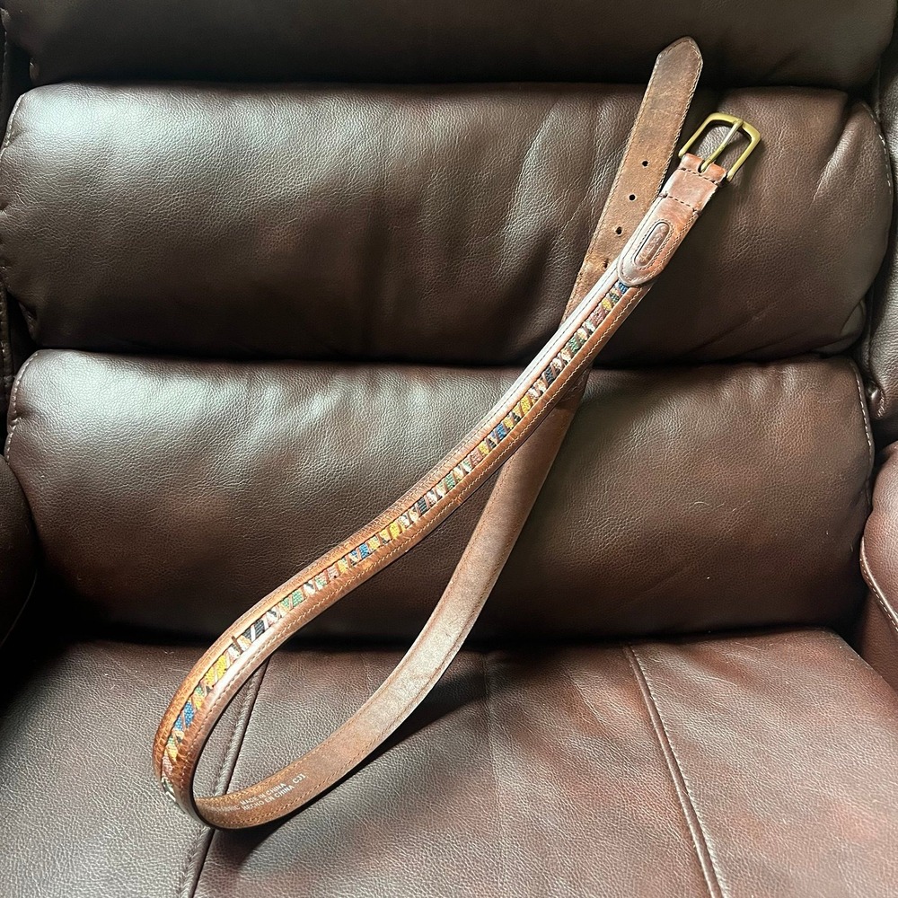Columbia VTG Leather‎ Belt w/ Embroidery